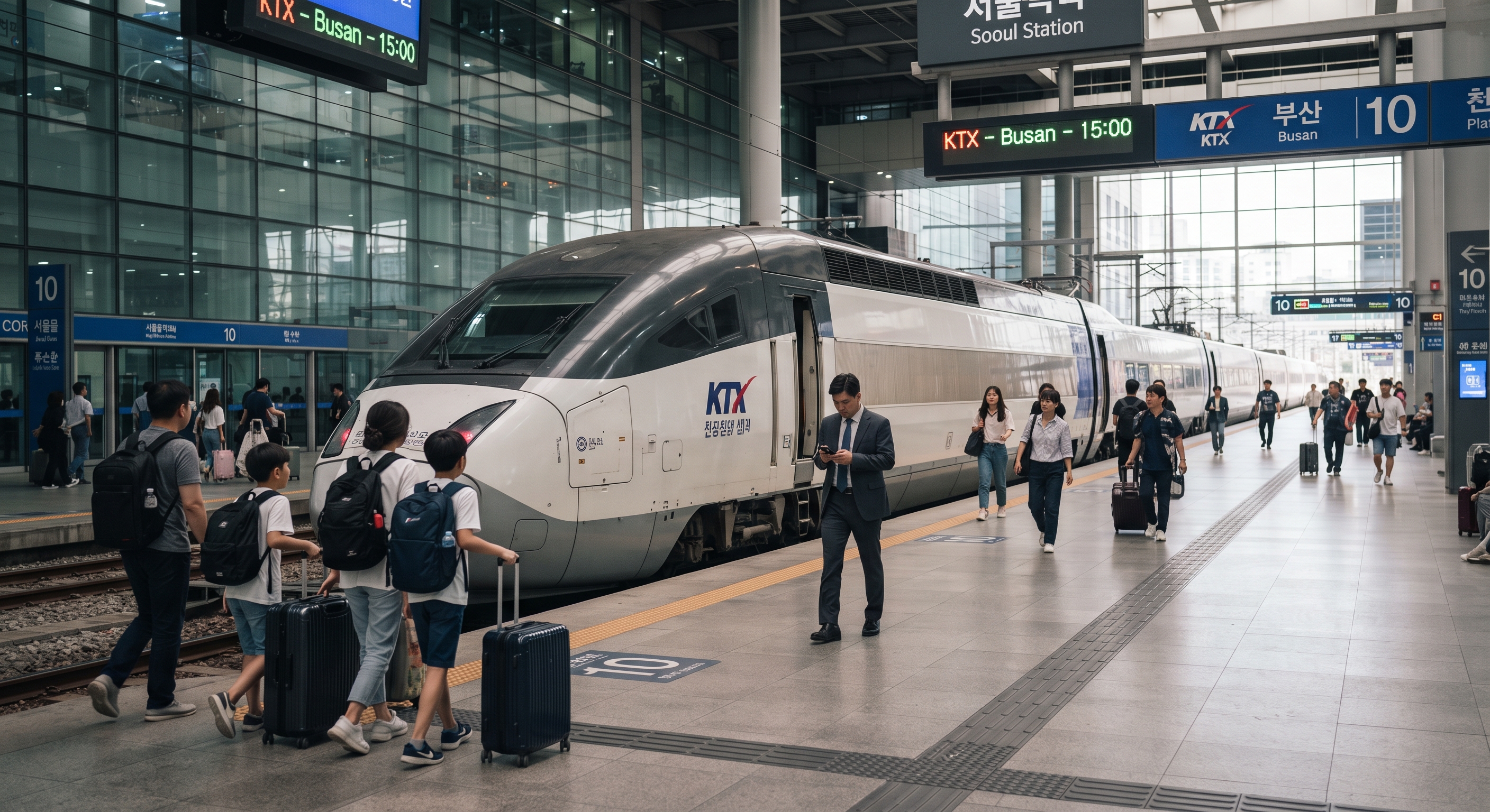 KTX high-speed train at Seoul Station platform