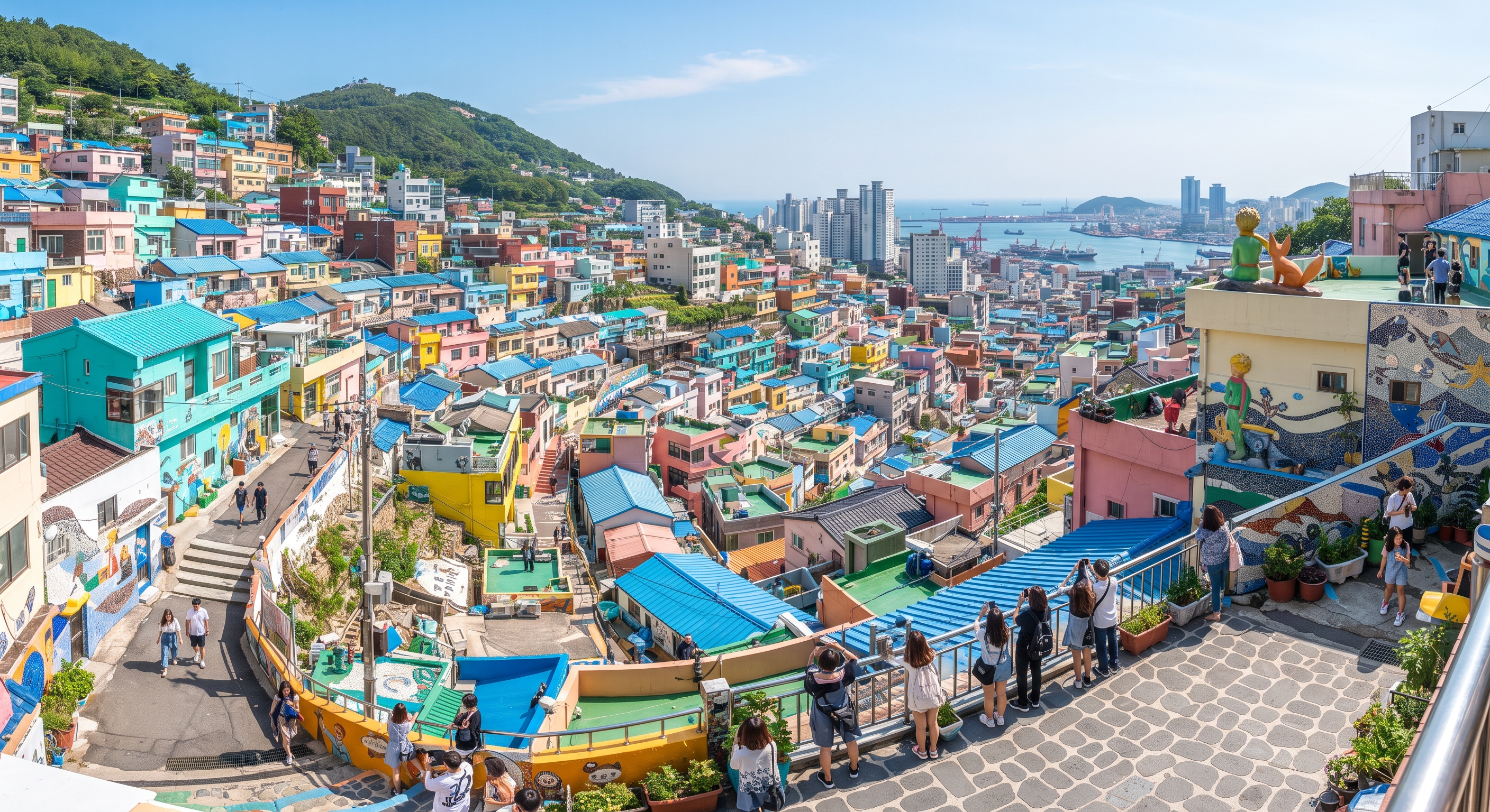 Colorful Gamcheon Culture Village houses in Busan